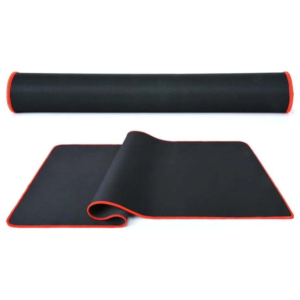 eWINNER Large Gaming Mouse Pad 60 x 30 cm, Extended Desk Mat with Red Stitched Edges, Smooth Lycra Surface, Water-Resistant Coating and Non-Slip Rubber Base - QL-66DY-IOQJ