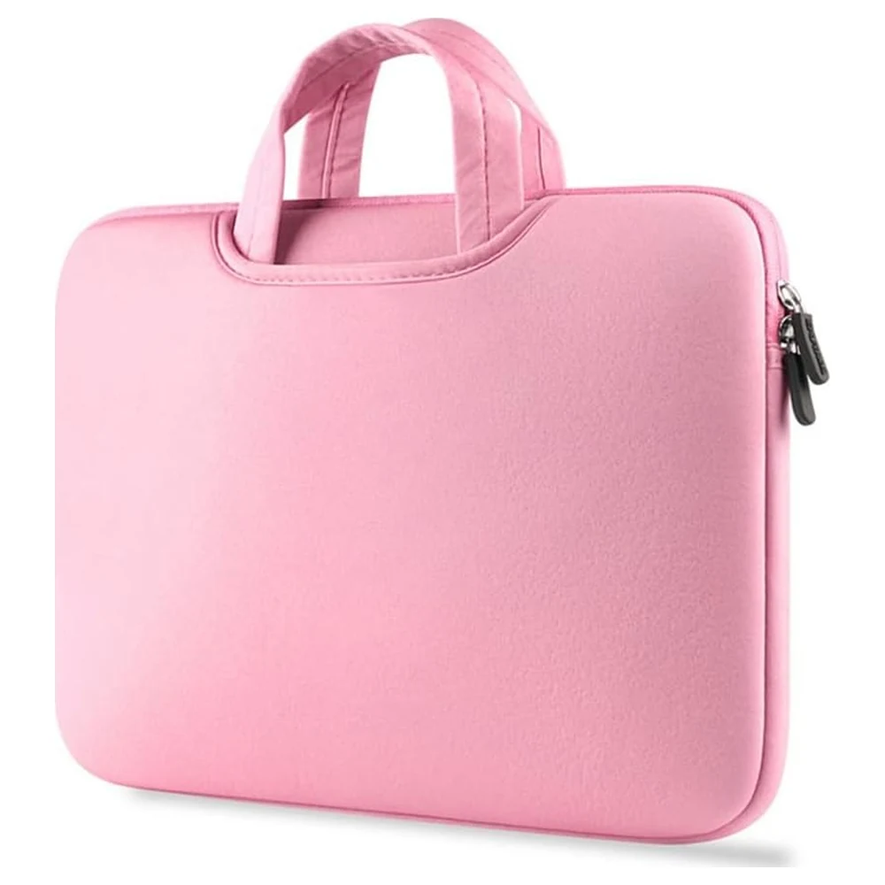 eWINNER Neoprene Laptop Sleeve Handle Bag for 11 to 12 Inch MacBook, Laptops and Tablets, Slim Zip Case with Two Side Pockets and Tuck-Away Handles, Pink - VH-9X93-3E2K