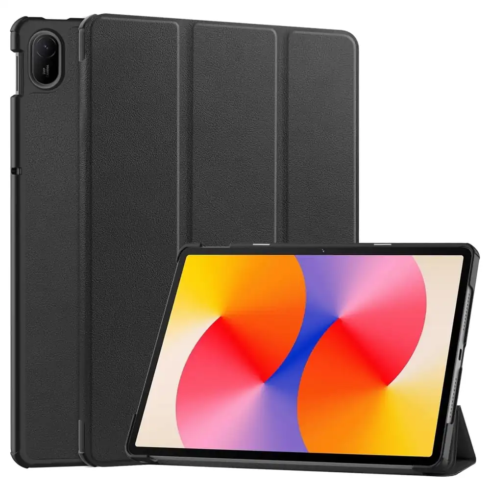 eWINNER Smart Folio Case for HUAWEI MatePad SE 11 Inch 2024 AGS6-W00 AGS6-W10 AGS6-W09, Trifold Stand PU Leather Cover with Hard Back and Auto Wake Sleep, Black - 61-EHJS-8PB4