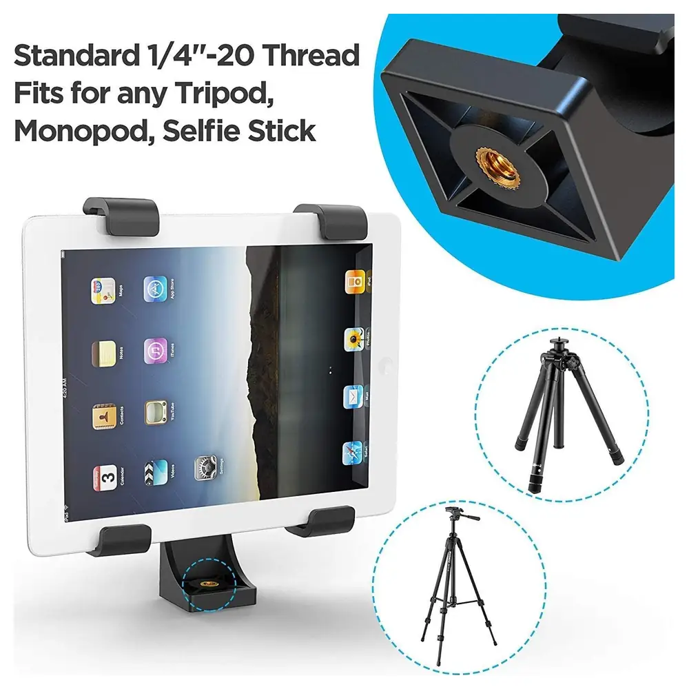 eWINNER Universal Tablet Tripod Mount Adapter, Adjustable Clamp for 7 to 11 Inch iPad and Galaxy Tab with Cushioned Grip and Standard Tripod Thread - 0M-6YCD-NY8P - Image 5