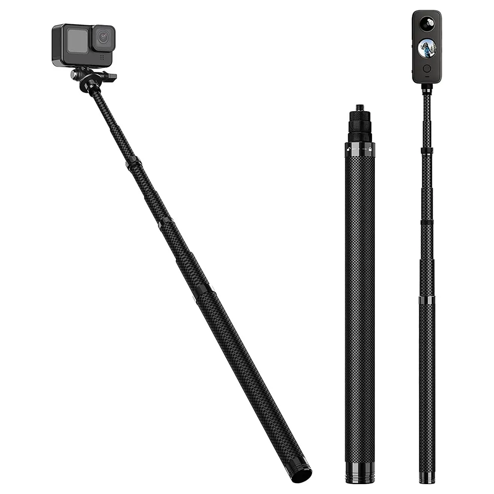 eWINNER 116 cm Carbon Fibre Invisible Selfie Stick, Ultra Light 100 g Extension Pole with 4 Lengths for Insta360 X5 X4, GoPro Hero 13 and DJI Osmo Action 5 Pro - G3-ZTH9-ZHWA