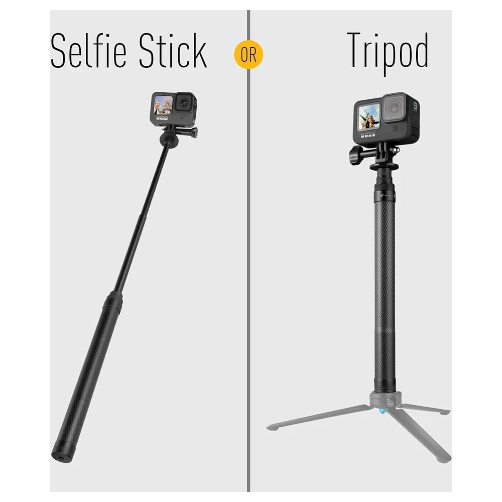 eWINNER 116 cm Carbon Fibre Invisible Selfie Stick, Ultra Light 100 g Extension Pole with 4 Lengths for Insta360 X5 X4, GoPro Hero 13 and DJI Osmo Action 5 Pro - G3-ZTH9-ZHWA - Image 3