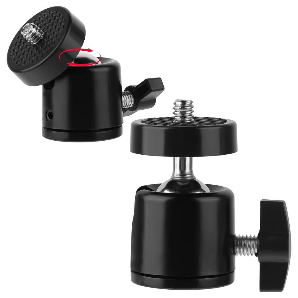 eWINNER 2 Pack Mini Swivel Ball Head Tripod Mount Adapter, 360 Degree Rotation with Locking Knob and Quarter-Inch Screw for Cameras, Lights and Tripods - 2724281184386 - Image 2