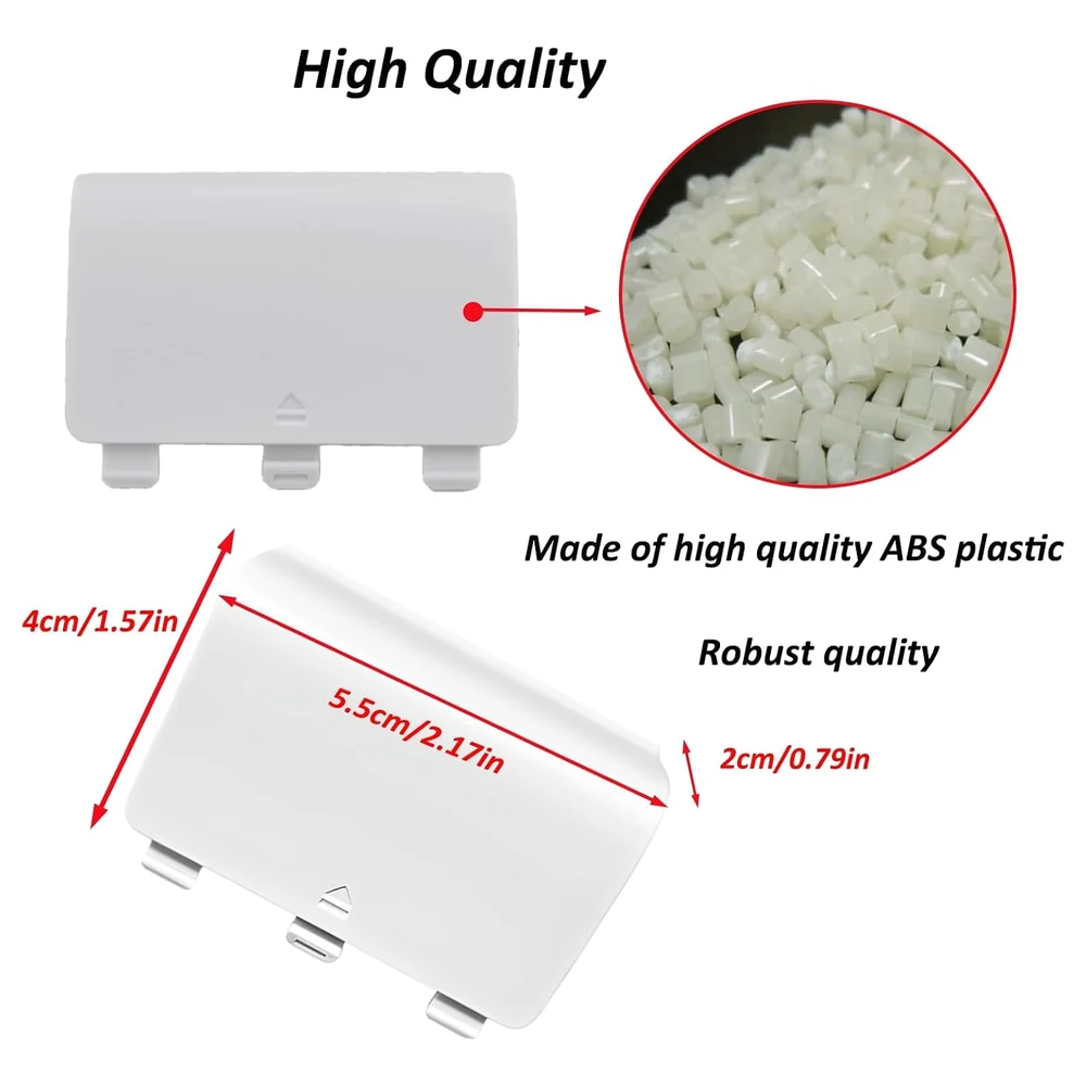 eWINNER 4 Pack Replacement Battery Back Cover for Xbox One, One S and One X Controller, White ABS Snap-On Battery Door Shell - XQ-KP1O-E8MT - Image 4