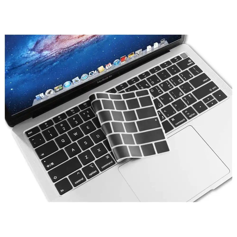 eWINNER Arabic English Silicone Keyboard Cover for MacBook Air 13 inch A1932 2018-2019 with Touch ID, US Layout Ultra Thin Washable Skin, Black - UF-GYS7-3NHD - Image 4