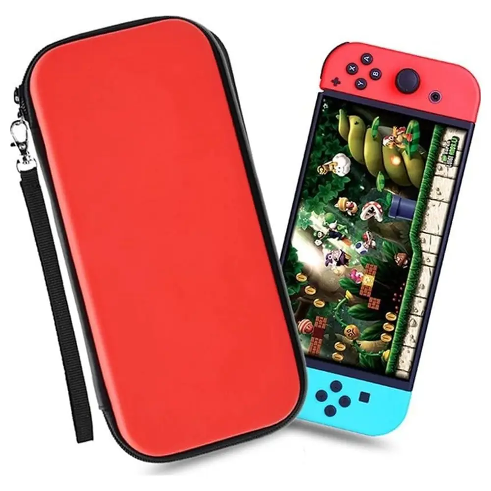 eWINNER Hard EVA Carrying Case for Nintendo Switch with Game Card Holder, Zipped Mesh Pocket, Elastic Strap and Wrist Strap, Shockproof Travel Case, Red - IT-55IH-25YI