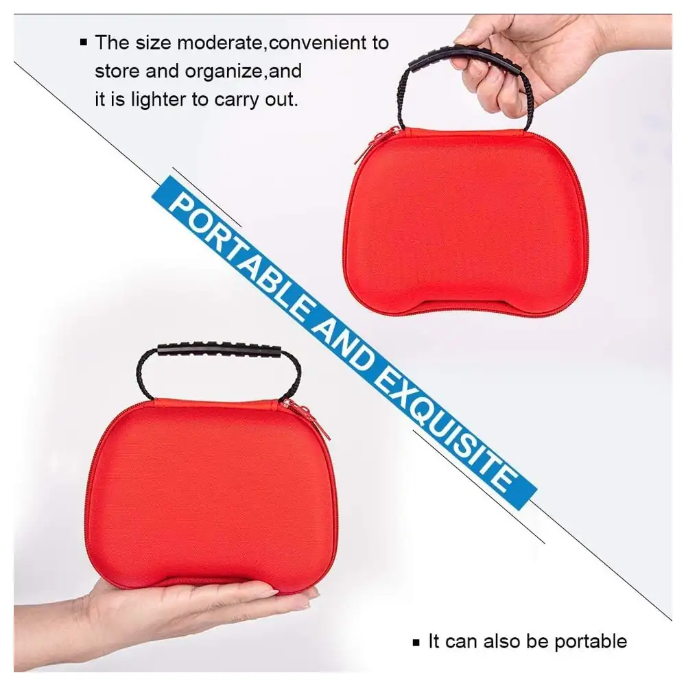 eWINNER Red Hard Shell Controller Carry Case for PS5, PS4, PS3, Switch Pro and Xbox Controllers, Shockproof EVA Travel Bag with Hand Strap and Mesh Pocket - W8-46VB-7R13 - Image 3