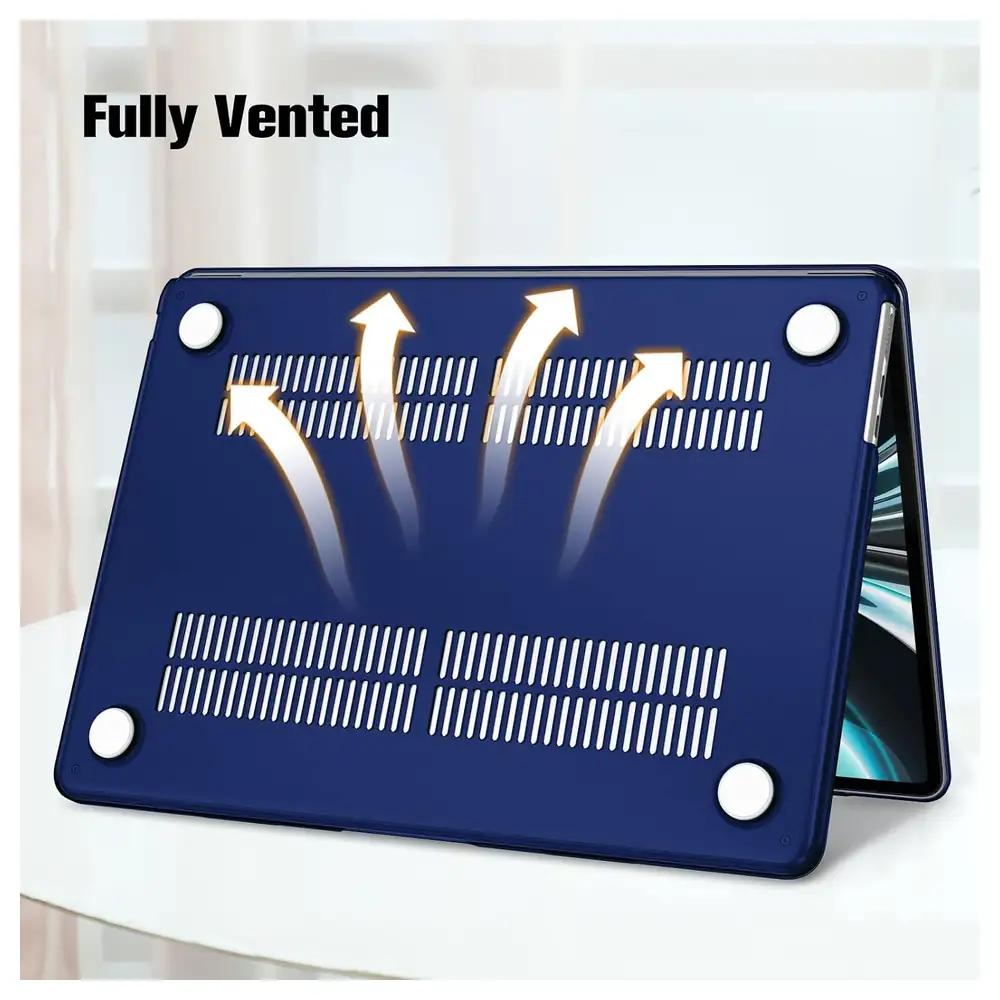 eWINNER Snap On Hard Shell Case for MacBook Air 13.6 inch M4 A3240, M3 A3113 and M2 A2681, Ventilated PC Protective Cover with Full Port Access, Dark Blue - M1-N7LO-YC57 - Image 4