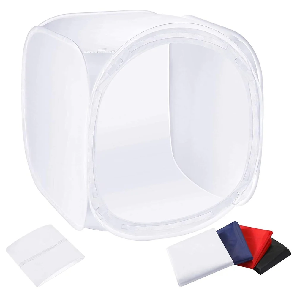 eWINNER Soft Cube Photo Light Tent 60x60cm with 4 Backdrops in Red, White, Blue and Black, Collapsible Shooting Box with Portable Carry Bag - 2724277356933
