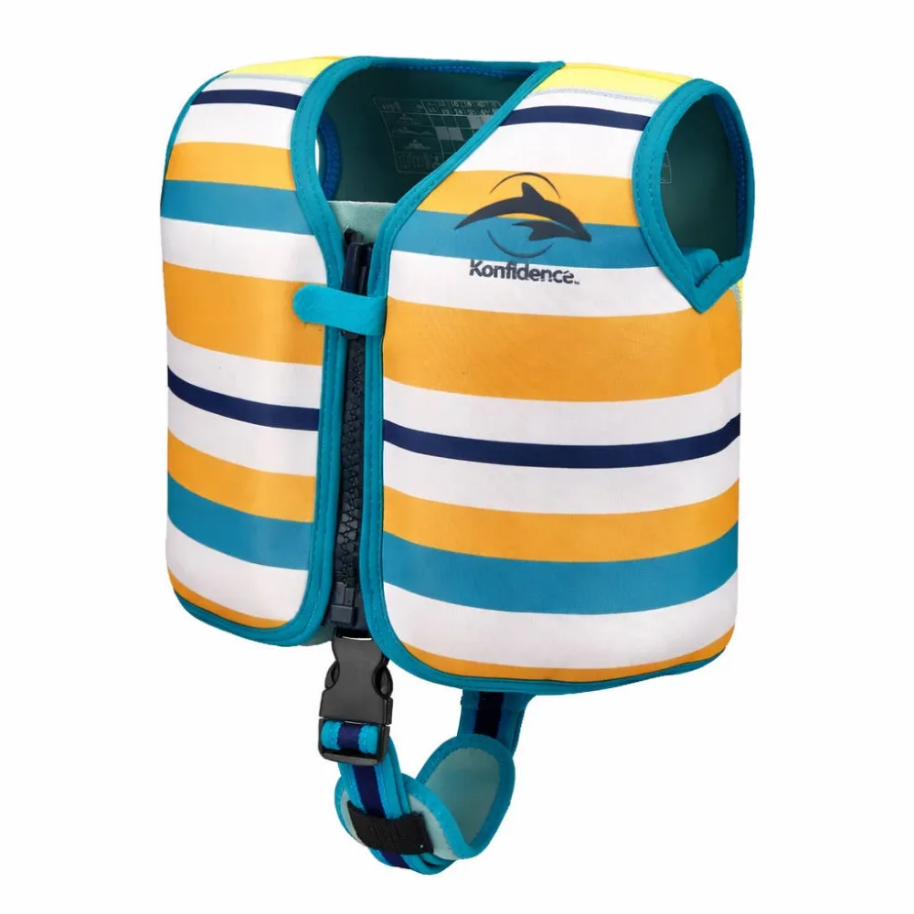 Konfidence Kids Swim Jacket with 8 Removable Neoprene Floats, Adjustable Buoyancy Training Aid, Secure Strapped Fit to Learn Swimming with Confidence, Gelato Mint - KJ01-32-09