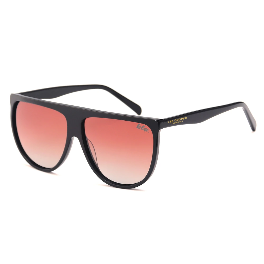 Lee Cooper Men's Polarized Square Sunglasses, Black Acetate Full Rim Frame, Brown TAC Lenses, 62 mm Lens Width, 13 mm Bridge - LCM10815C1