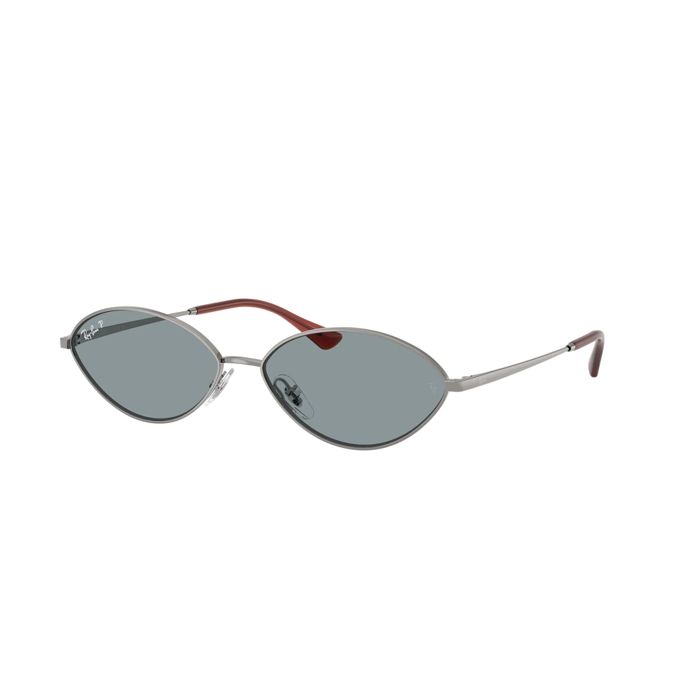 Ray-Ban Kai RB3757 Unisex Oval Sunglasses, Gunmetal Metal Full Rim Frame, Sky Blue Polycarbonate Lenses, Category 2 UV Protection - 0RB3757004_2V