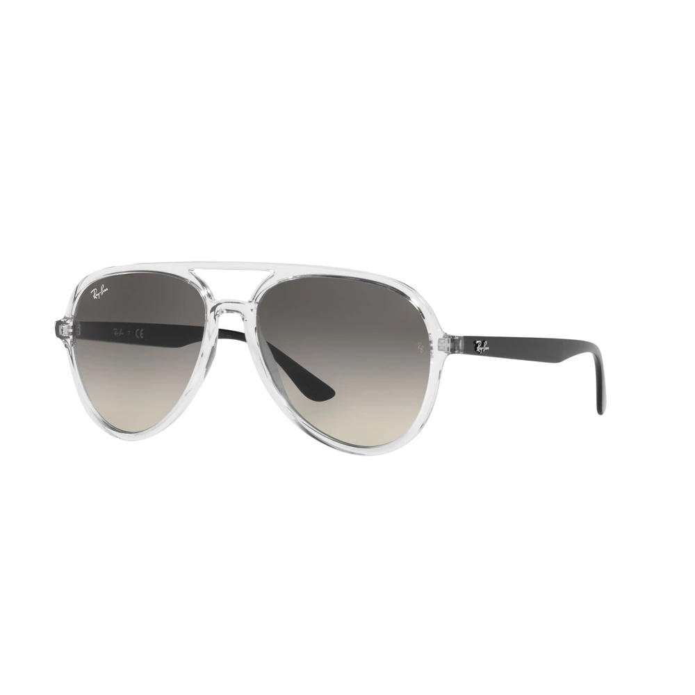 Ray-Ban RB4376 Unisex Aviator Sunglasses, Clear Plastic Full Rim Frame, Grey Polycarbonate Lenses, Category 2 UV Protection - 0RB4376647711
