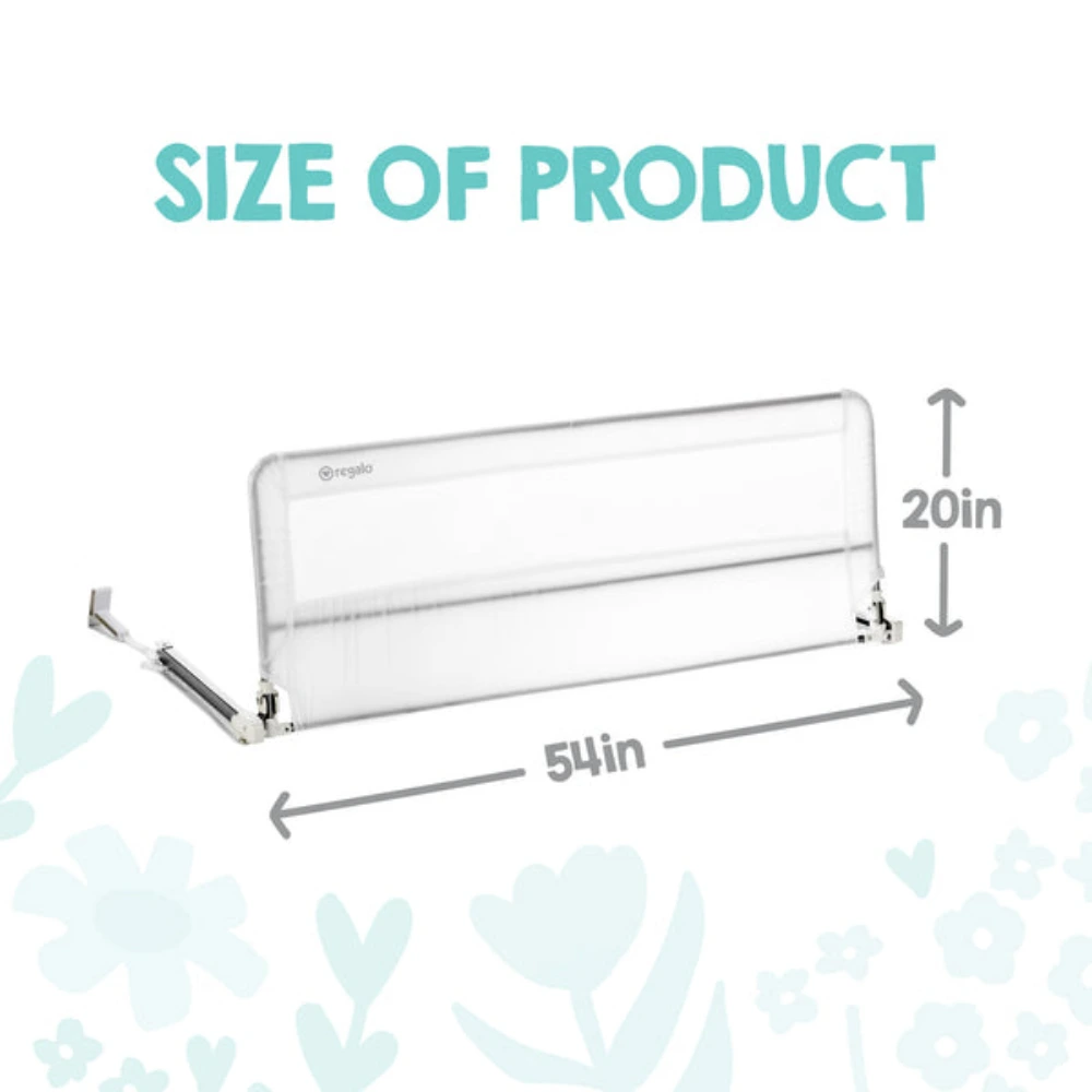 Regalo Extra Long Swing Down Bed Rail for Kids, 137 x 51 cm, Safety Guard for Toddler Bed, Sturdy Metal Frame, Fits Queen Mattress, Easy Install and Foldable, White - 5010 HD N - Image 6