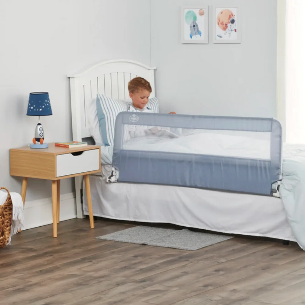 Regalo Hideaway 137 cm Extra Long x 51 cm High Bed Rail, Safety Guard for Kids, Foldable, Secure and Easy to Install, Reinforced Anchor System, Fits Queen, Grey - 5040 HD