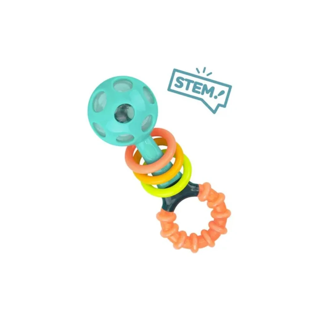 Sassy Peek-a-Boo Beads Teether Rattle - Soft, Flexible, and Colorful Sensory Toy for Babies 0plus Months, BPA-Free, Multicolour - 80676