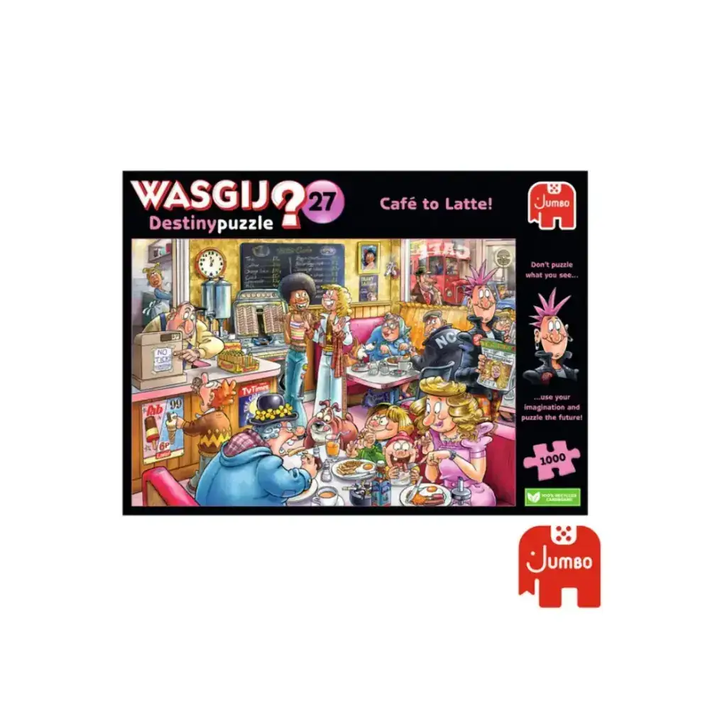 Wasgij Destiny 27 - Cafe to Latte. 1000 Piece Jigsaw Puzzle, Fun and Challenging, Puzzle the Future, Eco-Friendly 100 percent Recycled Cardboard, 68x49 CM, Multicolour - 1110100332