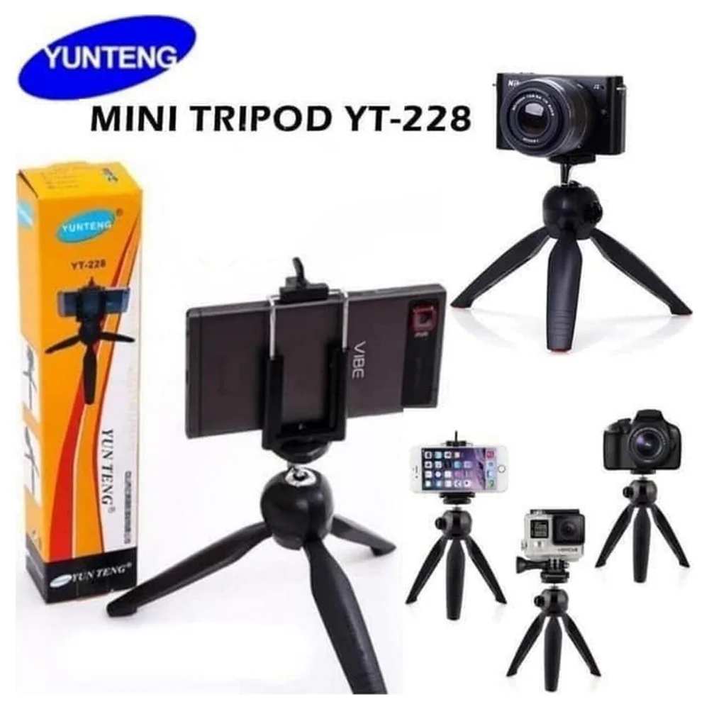 Yunteng YT-228 Mini Tabletop Tripod and Hand Grip with Ball Head, Smartphone Holder Clip and Action Camera Adapter for Phones, Cameras and GoPro - 2724308620071 - Image 8
