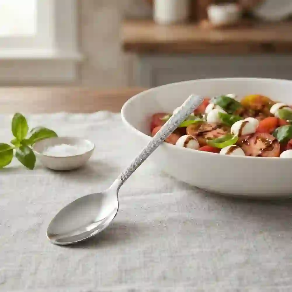 Zolten Echo Stainless Steel Serving Spoon, Silver Serveware for Dishing Up Salads, Vegetables and Family Meals - ZL0714535 - Image 2