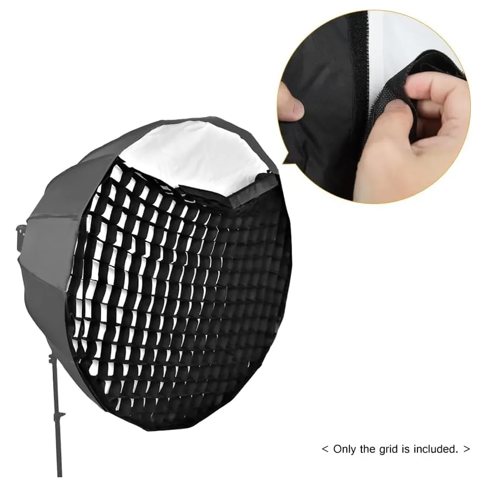 eWINNER 120cm Round Honeycomb Grid for Umbrella Softbox, Foldable Nylon Light Control Grid with 5cm Cells and Hook and Loop Fastening for Studio Flash and LED - W6-P9TH-8576 - Image 6