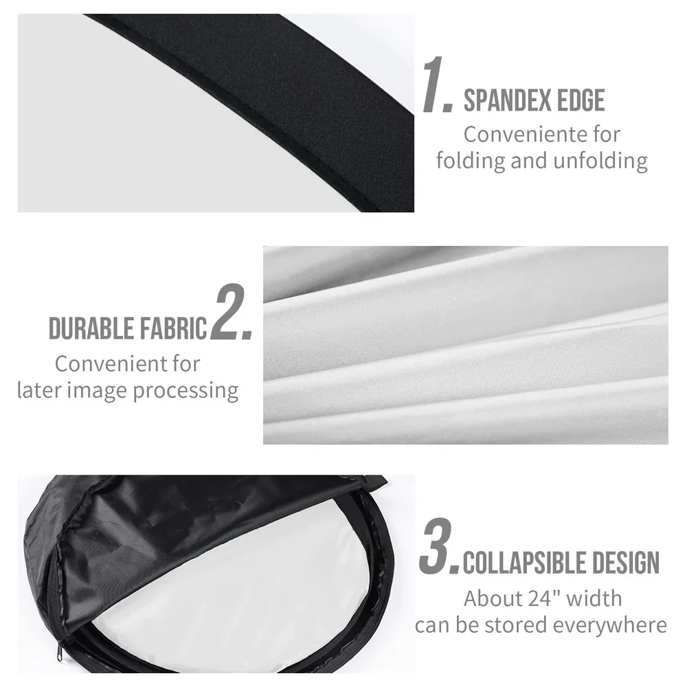 eWINNER 2-in-1 Collapsible Photography Backdrop 150 x 200 cm, Reversible White and Black Pop-Up Background Panel with Carry Bag for Portraits and Streaming - L2-UARU-Q14S - Image 4