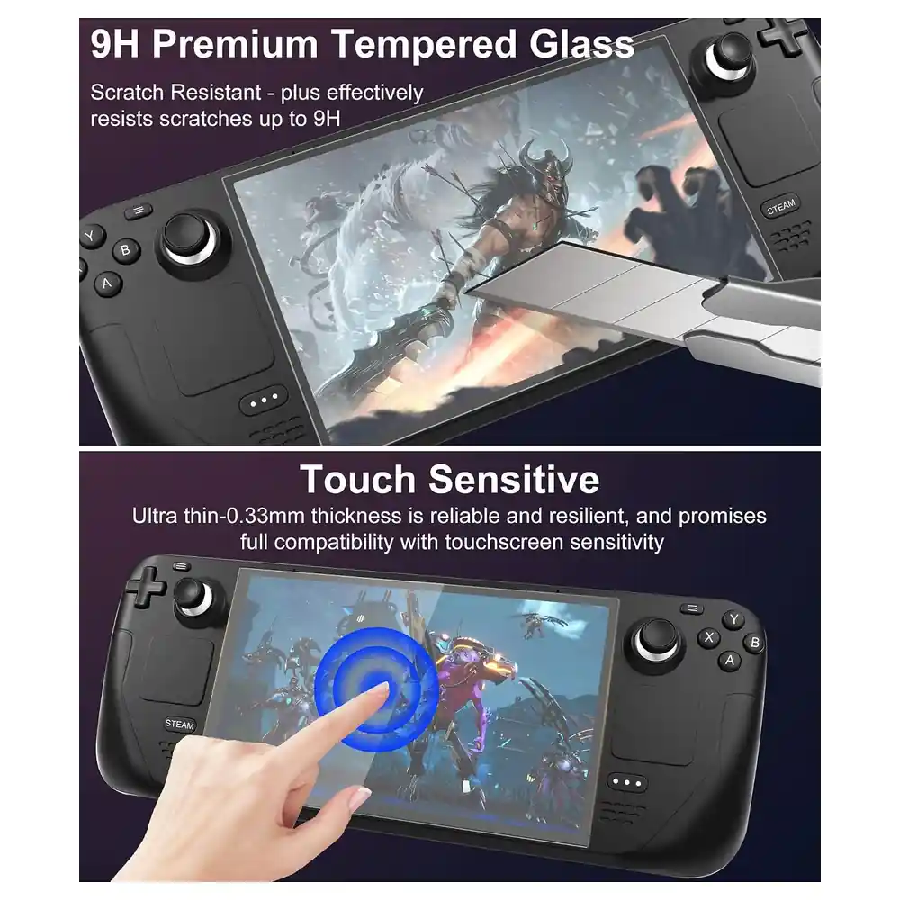 eWINNER 2 Pack Tempered Glass Screen Protector for Steam Deck 2022 Release, 9H Hardness, 0.33mm Ultra Thin, 2.5D Rounded Edges and Anti-Fingerprint Oleophobic Coating - P2-6IYN-Z262 - Image 3