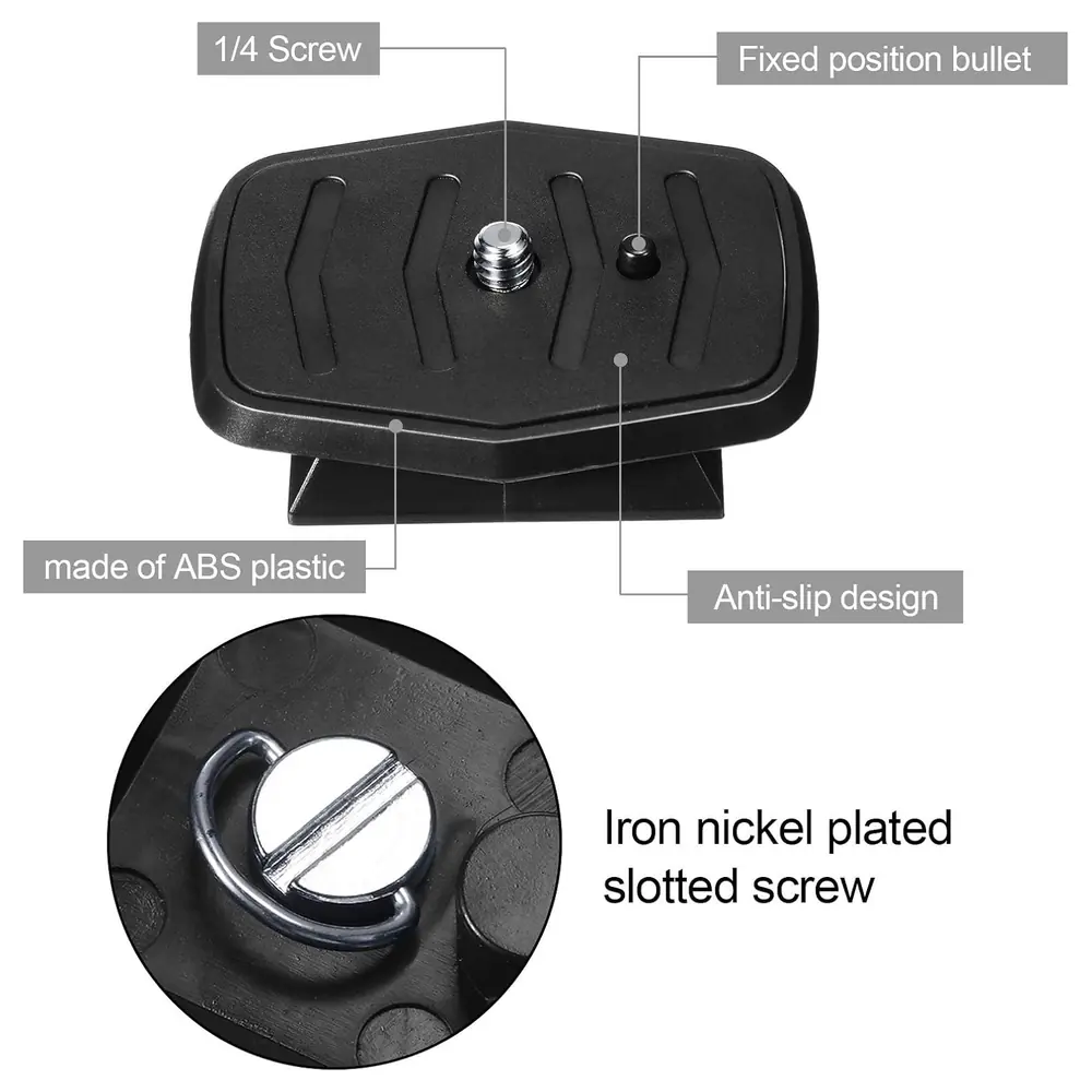 eWINNER 2 Pack Tripod Quick Release Plate 43 x 43 mm with Quarter Inch Screw, Anti-Slip ABS Camera Mounting Plate for Sunpak 6400UT and Compatible Tripods - OR-GSUR-6LK6 - Image 5