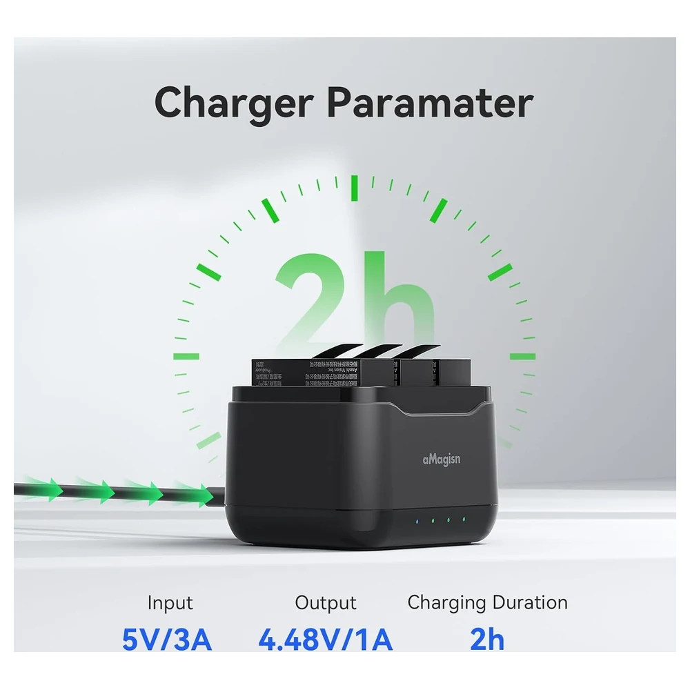 eWINNER 3-Slot Fast Battery Charger Hub for Insta360 Ace Pro 2, Smart Charging Storage Case with 3 MicroSD Card Slots and USB-C Cable, Not for Ace Pro or Ace - GX-FKGZ-LGV4 - Image 7