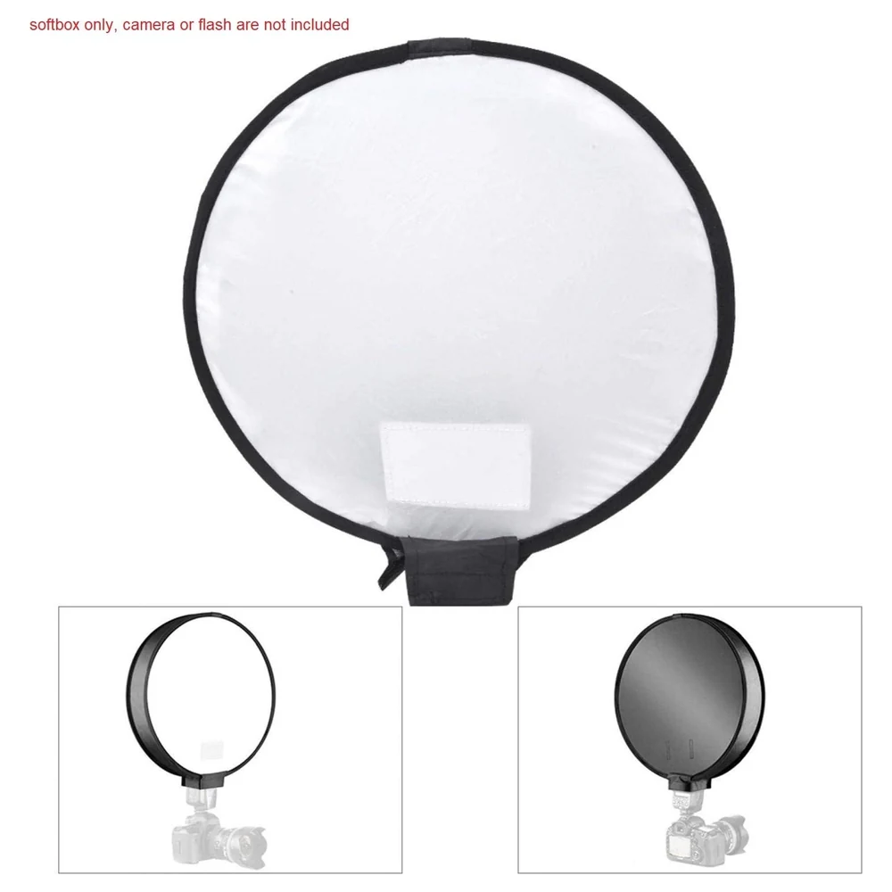 eWINNER 40 cm Round Foldable Speedlite Softbox Diffuser for Hot Shoe Flashes, Hook and Loop Strap Mount, Collapsible Design for Portraits and Studio Work - IV-G59H-CS95