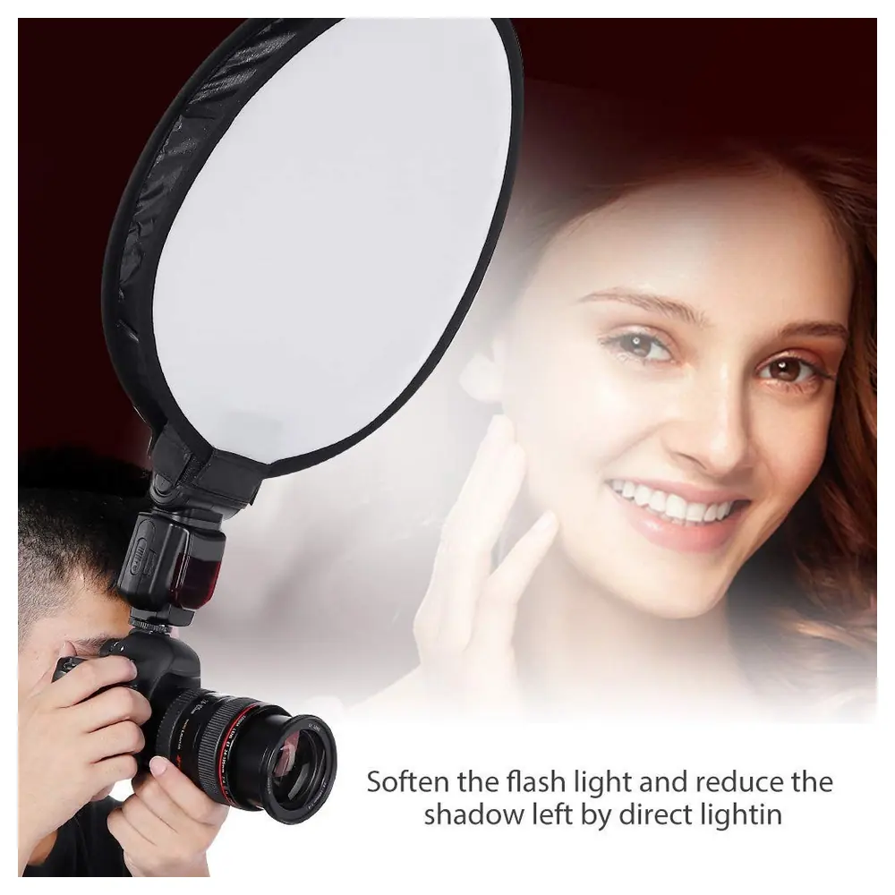 eWINNER 40 cm Round Foldable Speedlite Softbox Diffuser for Hot Shoe Flashes, Hook and Loop Strap Mount, Collapsible Design for Portraits and Studio Work - IV-G59H-CS95 - Image 9