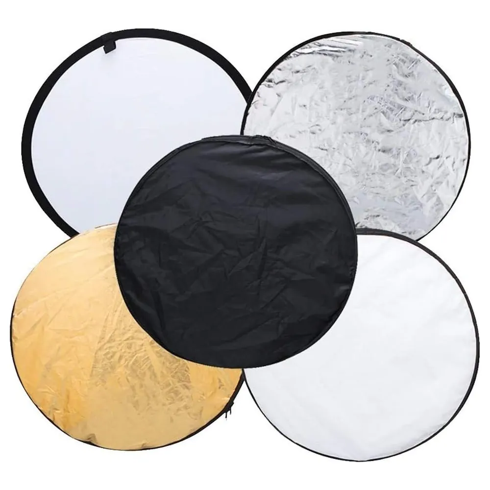 eWINNER 5-in-1 Collapsible Photography Light Reflector 60 cm, Gold, Silver, White, Black and Translucent Surfaces with Zippered Carry Pouch - 0Y-VYOD-5Y1K