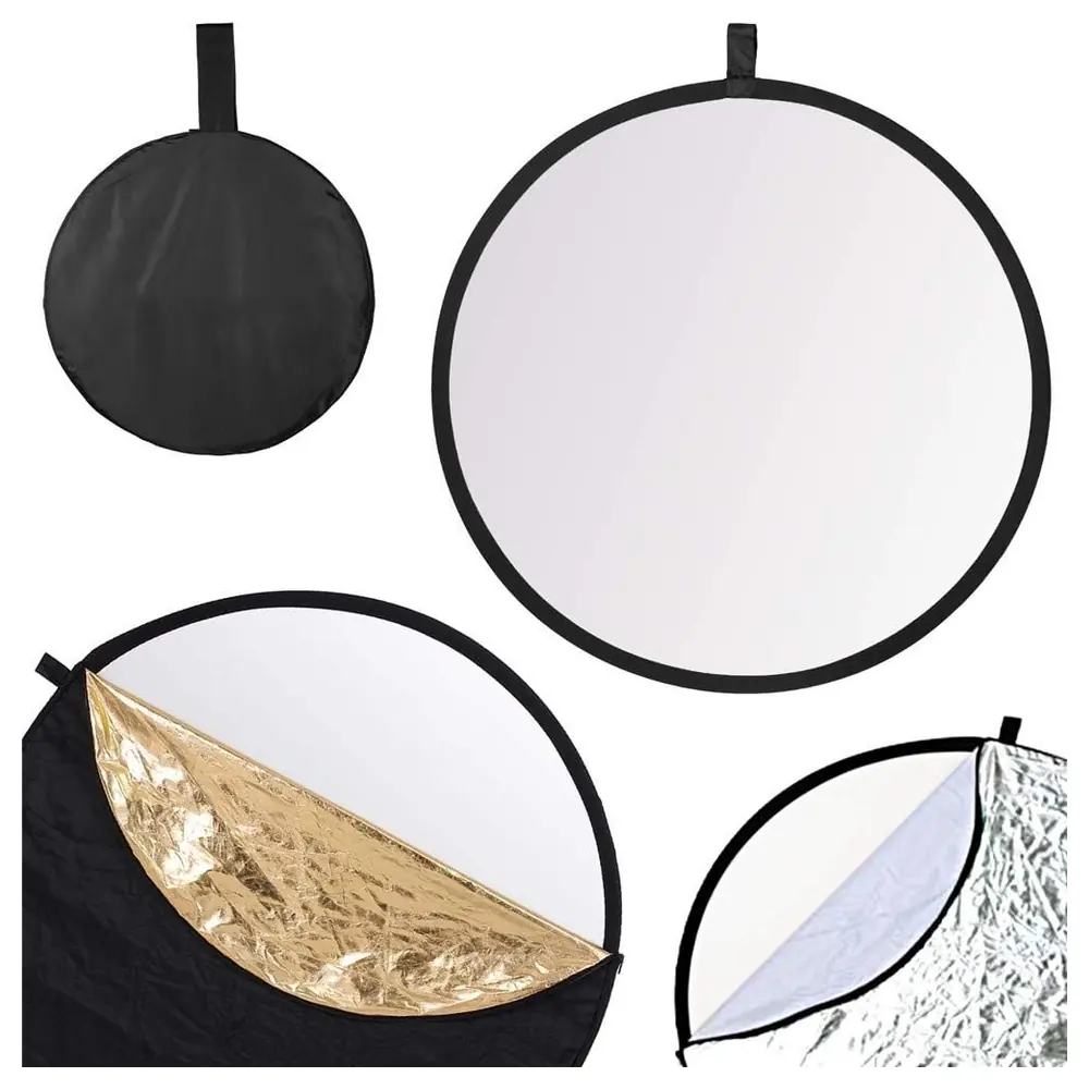 eWINNER 5-in-1 Collapsible Photography Light Reflector 60 cm, Gold, Silver, White, Black and Translucent Surfaces with Zippered Carry Pouch - 0Y-VYOD-5Y1K - Image 6