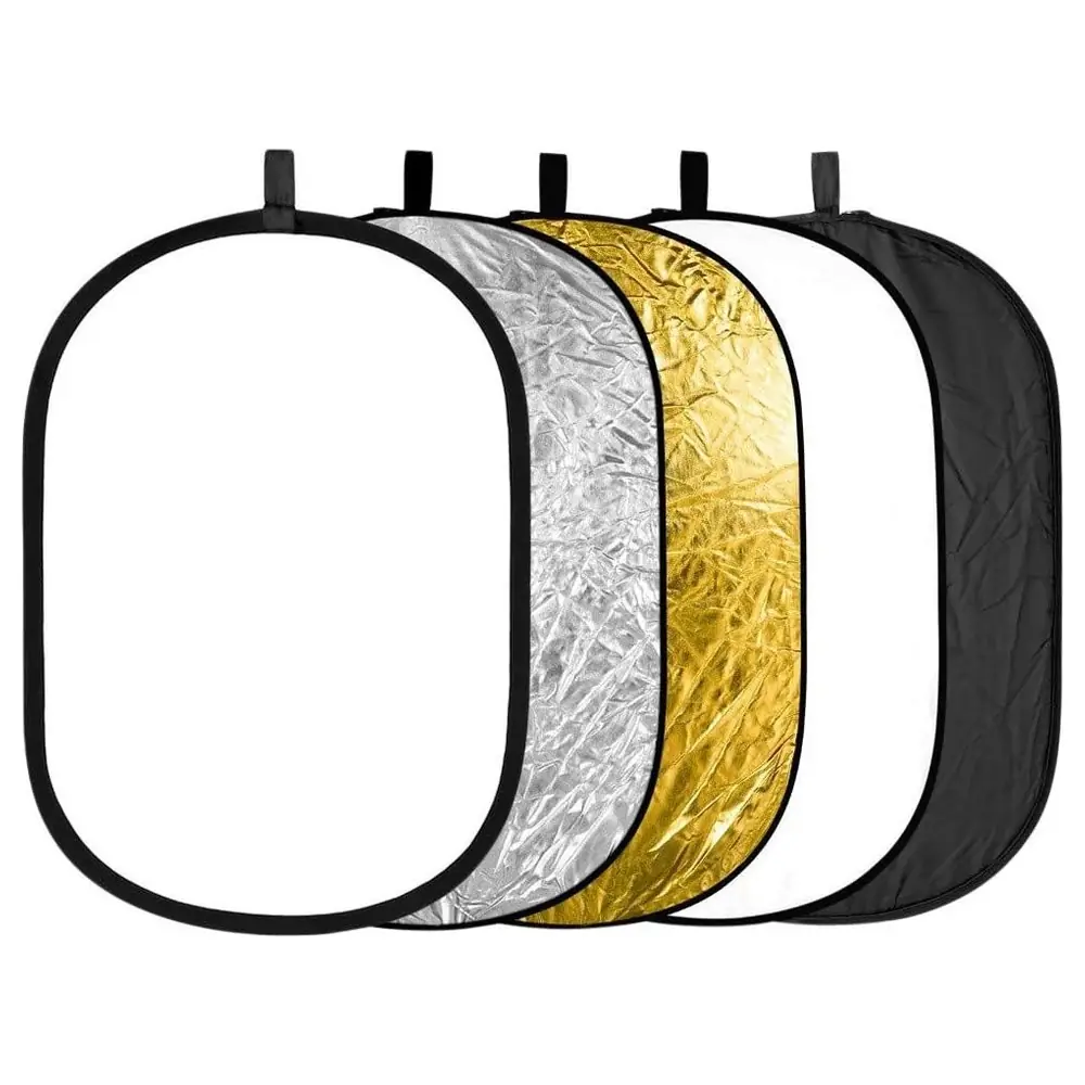 eWINNER 5-in-1 Oval Collapsible Photography Reflector 60 x 90cm with Carry Bag, Translucent Silver Gold White Black Multi-Disc for Studio and Outdoor - 2724281184638 - Image 2