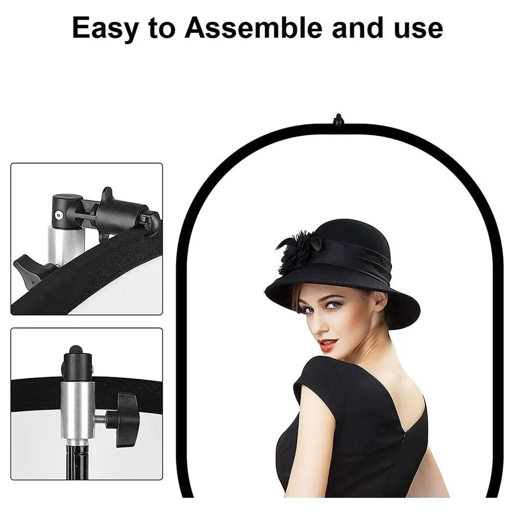 eWINNER 5-in-1 Oval Light Reflector Kit 110 x 150cm with 2m Light Stand, Reflector Holder Clamp and Carry Bag for Photography and Video - SW-MURB-XLMY - Image 6