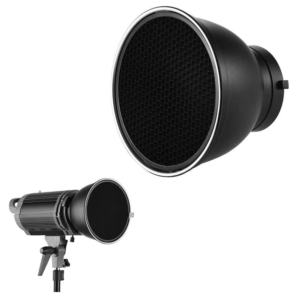 eWINNER 7 Inch Standard Reflector Beauty Dish with 30 Degree Honeycomb Grid, Bowens Mount Aluminium Light Modifier for Studio Strobes and Flash Lights - MT-UUVJ-JTS0