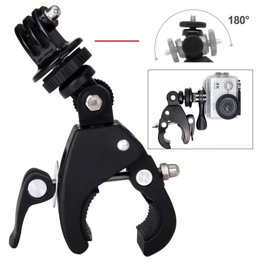 eWINNER Bike Handlebar Clamp Mount for Action Cameras, Open Clip with Rubber Pad, Quarter-Inch Screw and Adapter for GoPro Hero 13 12 11, Insta360 X5 X4 and DJI Osmo Action 5 Pro - FU-ZY0H-ASQR - Image 3