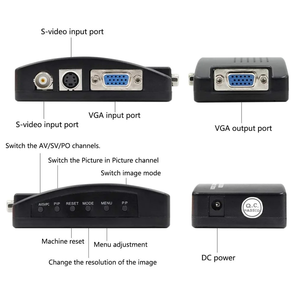 eWINNER BNC, S-Video and VGA to VGA Video Converter Box for CCTV Cameras, DVRs and DVD Players to PC Monitor, One-Button Input Switching, Plug and Play - 27242792063731 - Image 6
