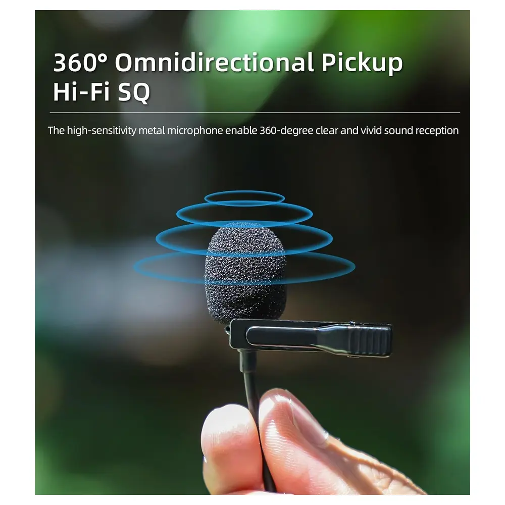 eWINNER Clip-On Lavalier Microphone for Insta360 X4, Omnidirectional USB-C Lapel Mic with Windproof Foam and 1.5 m Shielded Cable for Vlogs, Interviews and Streaming - QL-YST0-SD2F - Image 5