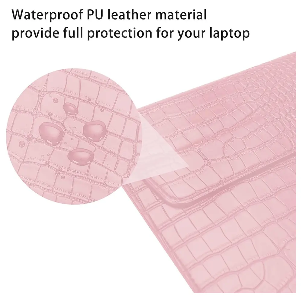 eWINNER Crocodile Grain PU Leather Laptop Sleeve with Stand for MacBook Air 13.6 and 13 Inch and MacBook Pro 13 Inch, Magnetic Flap Envelope Case, Pink - AT-IJKH-64PW - Image 6
