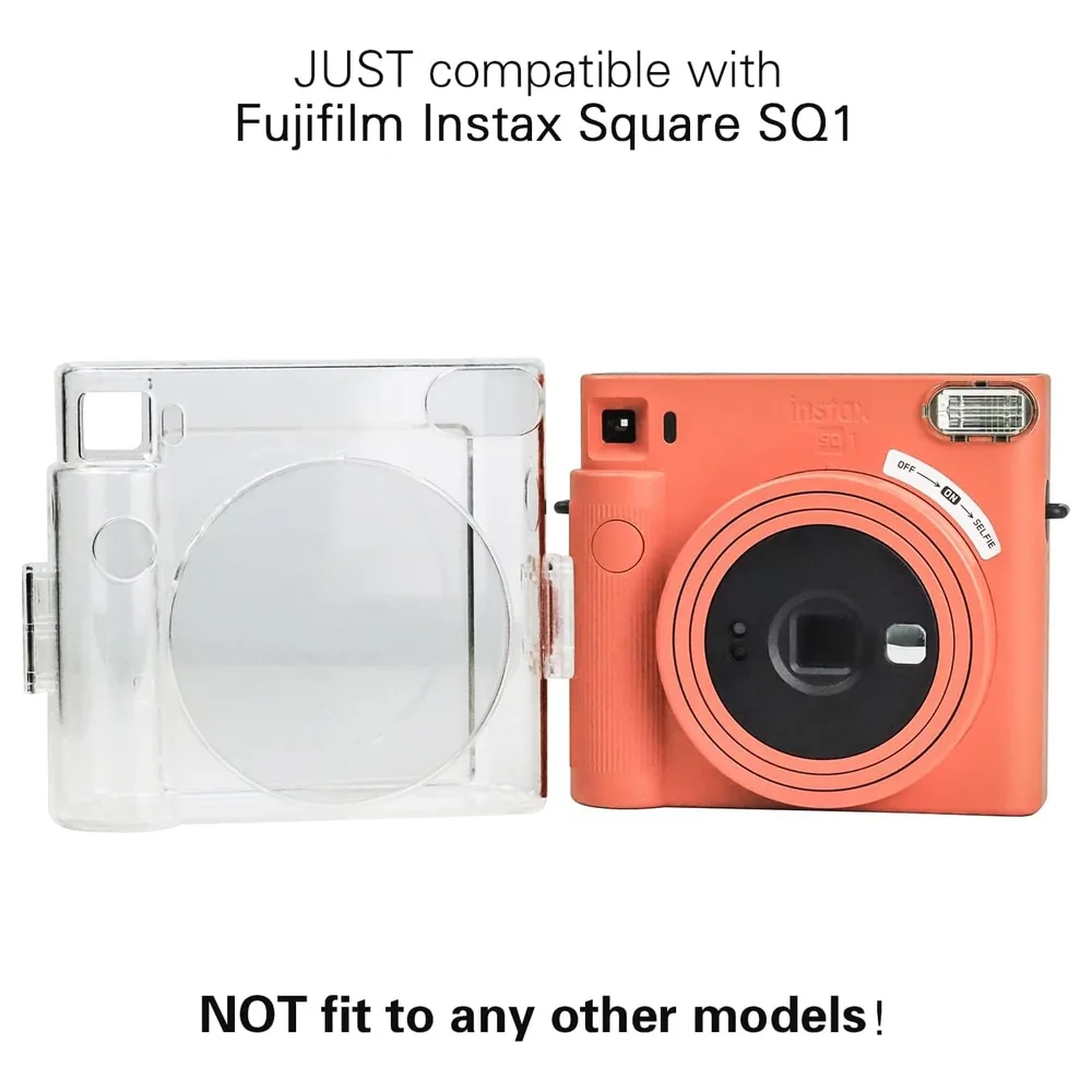 eWINNER Crystal Clear Hard Shell Case for Fujifilm Instax Square SQ1 Instant Camera with Adjustable Rainbow Shoulder Strap and Precise Cut-Outs - DZ-5W63-7L0C - Image 3
