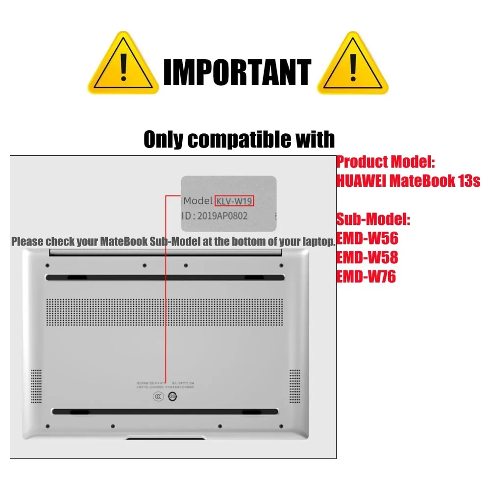 eWINNER Crystal Clear Hard Shell Case for Huawei MateBook 13s 2021 and 2023, Snap-On Top and Bottom Cover with Vent Cut-Outs and Rubber Feet - 8F-ZMJE-SRO8 - Image 6