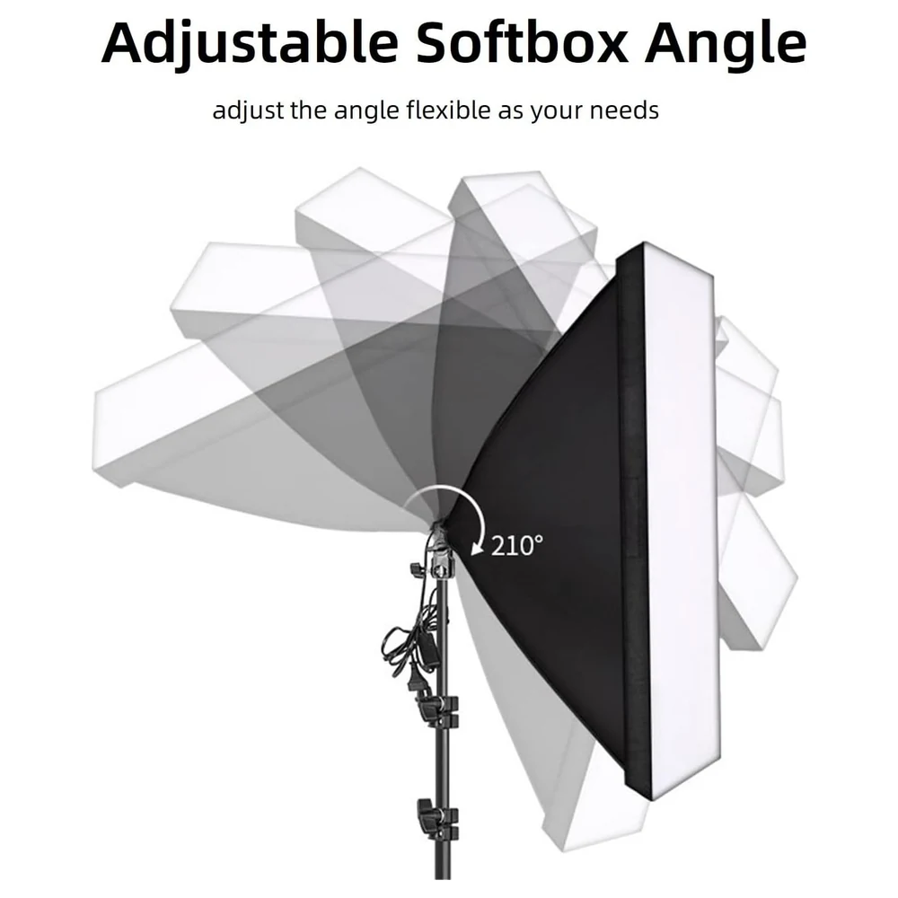 eWINNER Foldable Photography Softbox 50x70cm with E27 Bulb Socket, Inline On-Off Switch Cable, 210 Degree Tilt Head and Carry Bag for Photo and Video Studio - WD-3CO9-0WWE - Image 2