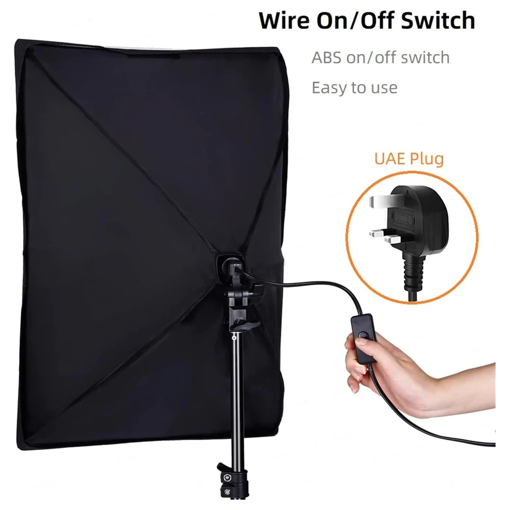 eWINNER Foldable Photography Softbox 50x70cm with E27 Bulb Socket, Inline On-Off Switch Cable, 210 Degree Tilt Head and Carry Bag for Photo and Video Studio - WD-3CO9-0WWE - Image 5