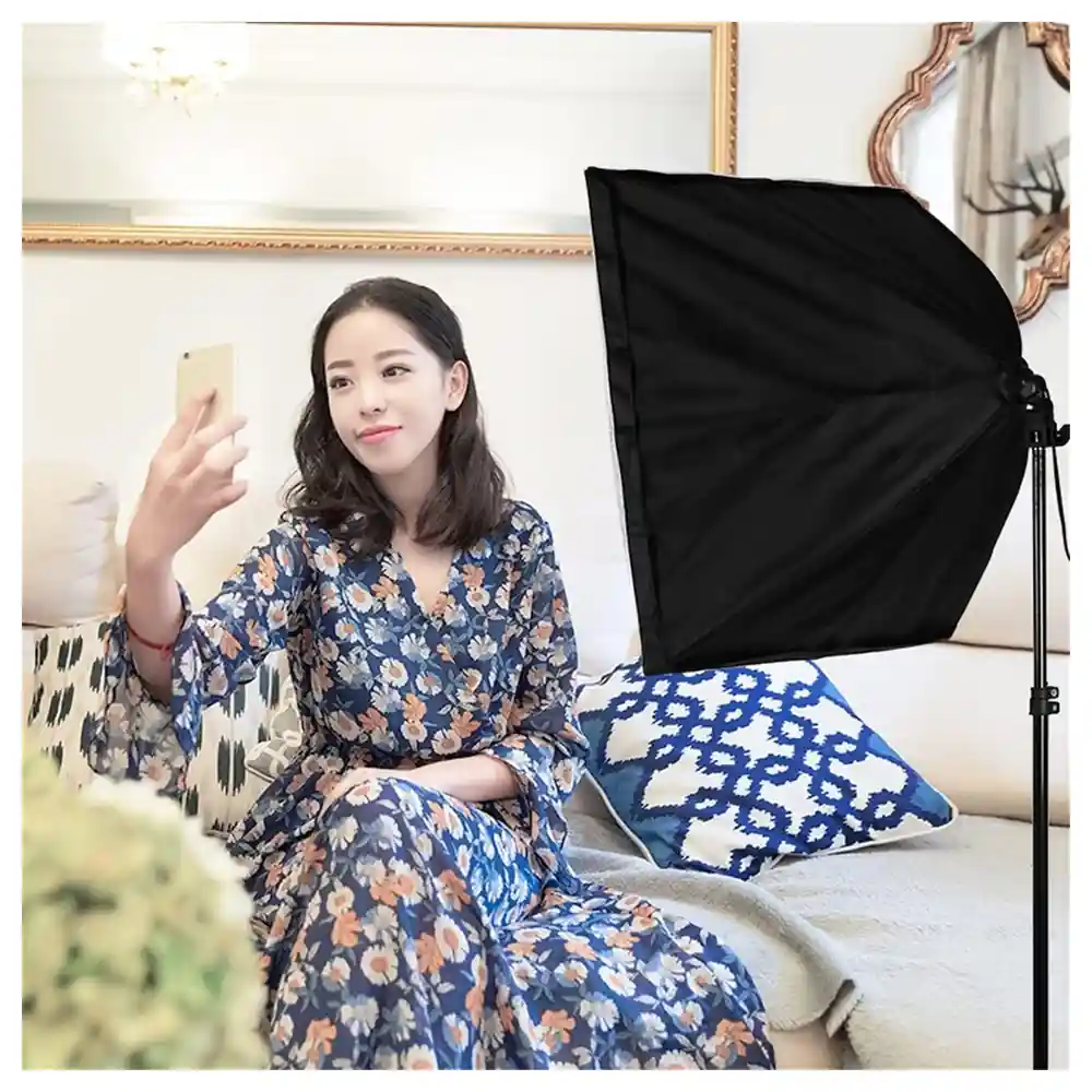 eWINNER Foldable Photography Softbox 50x70cm with E27 Bulb Socket, Inline On-Off Switch Cable, 210 Degree Tilt Head and Carry Bag for Photo and Video Studio - WD-3CO9-0WWE - Image 7