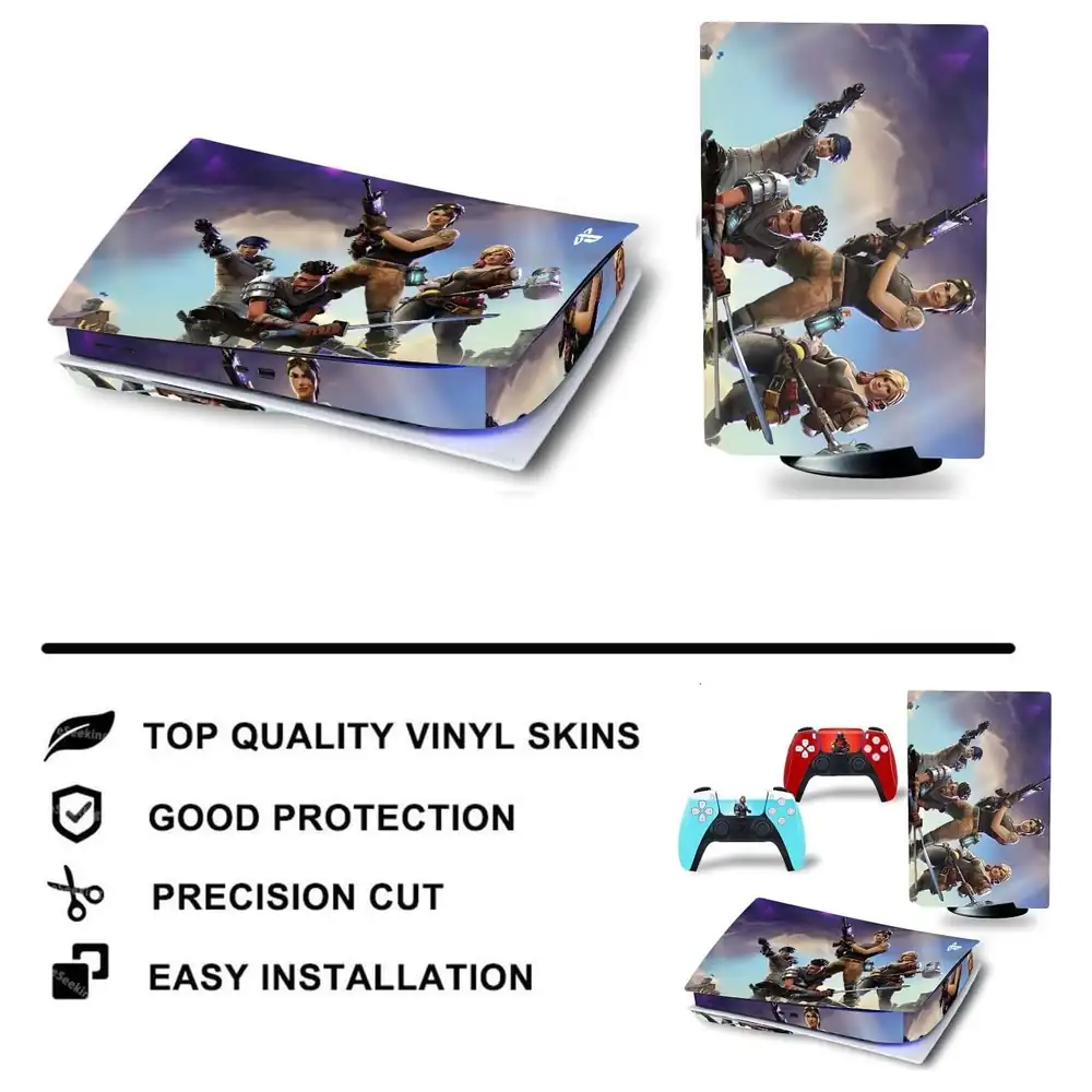 eWINNER Full Body Vinyl Skin Set for PS5 Disc Edition Console and 2 Controllers, Scratch and Dust Protective Decal Stickers, Design e7003 - WL-YTGU-2CRG - Image 4