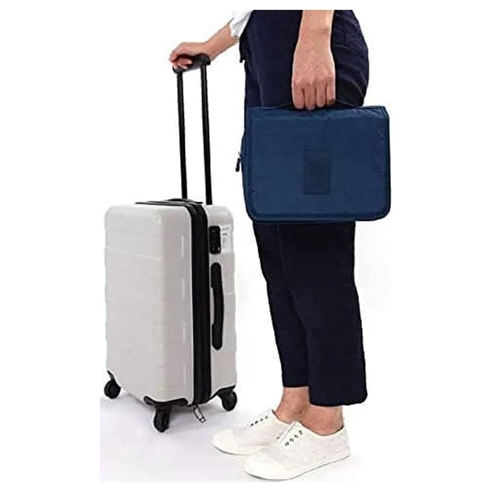 eWINNER Hanging Toiletry Bag with Metal Hook, Water-Resistant Travel Organiser with 3 Zip Compartments, Clear Pockets and Elastic Bottle Straps for Women and Men, Navy Blue - 54-KPG3-9965 - Image 6