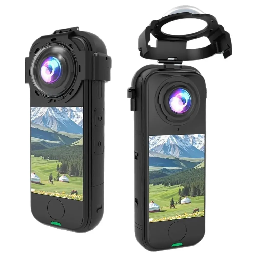 eWINNER Lens Guard for Insta360 X4 Air, 9H Optical Tempered Glass Snap-On Lens Protector with Anti-Fog Vents and Water-Repellent Coating - W4-R27S-86YQ
