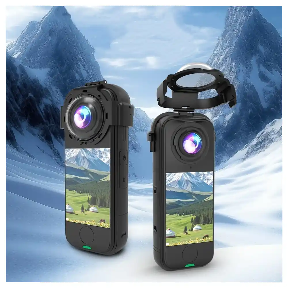 eWINNER Lens Guard for Insta360 X4 Air, 9H Optical Tempered Glass Snap-On Lens Protector with Anti-Fog Vents and Water-Repellent Coating - W4-R27S-86YQ - Image 6