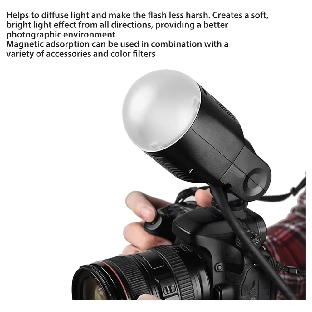 eWINNER Magnetic Dome Diffuser for Godox V1 Series and AD200, AD200Pro, H200R Round Flash Heads, Soft Even Light Modifier for Flash Photography - C5-WGAK-7L68 - Image 9