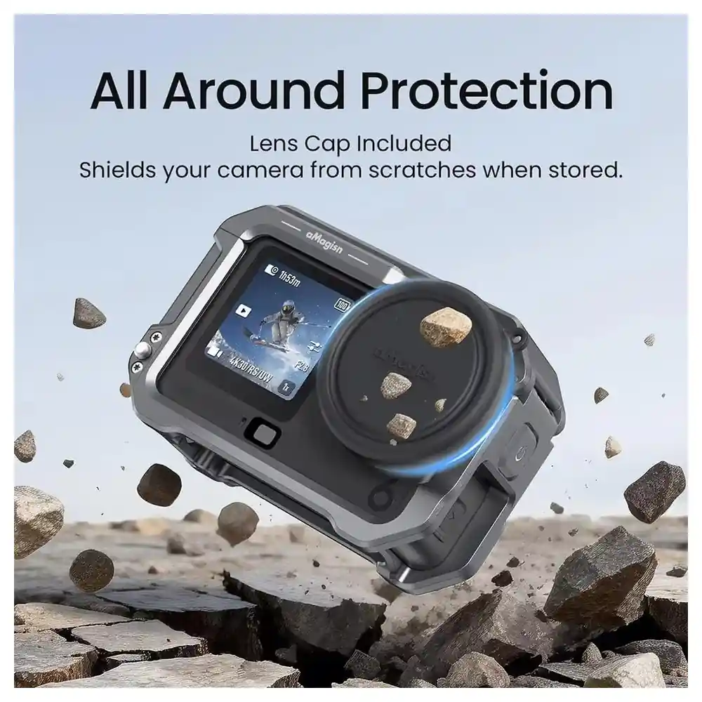 eWINNER Metal Cage with Lens Cap for DJI Osmo Action 6, Aluminium Alloy Protective Frame with Cold Shoe, Quarter-Inch Threads and Quick-Release Battery Door - 4B-VARA-TR4G - Image 5